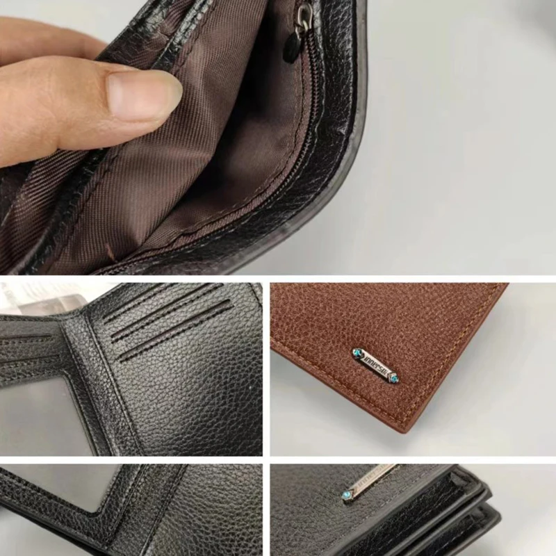 Portefeuille court en cuir PU pour hommes, poche à monnaie multi-fentes, porte-cartes de crédit d'affaires, porte-monnaie simple, sacs d'argent en dollars