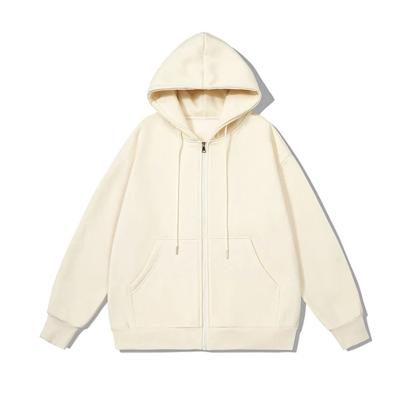 Kaos Hoodie Kasual Resleting Musim Semi Gugur, Sweatshirt Longgar Tipis Lengan Panjang, Atasan Streetwear Wanita & Pria