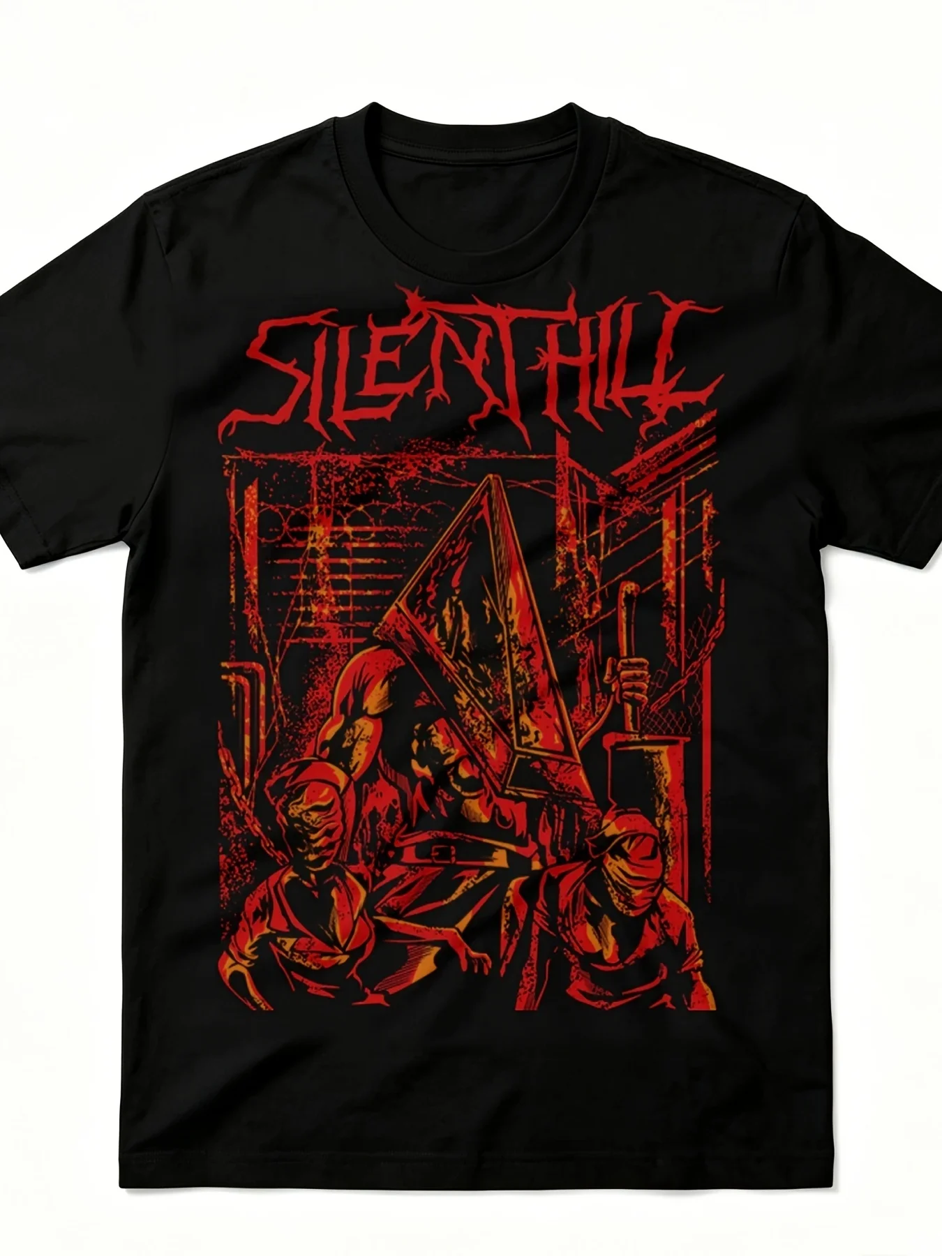Pyramid Head Silent Town Cult Red Rusty Survival Terror Men'S T-Shirt, Regular Fit Soft Breathable Top Summer Wear Graphic Tee