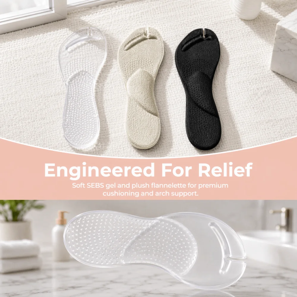 2 Pairs Foot Arch Flip Flop Insoles Non-Slip Feet Cushion Tabi Insoles Full Palm Light Weight Sandals Lining Feet Care