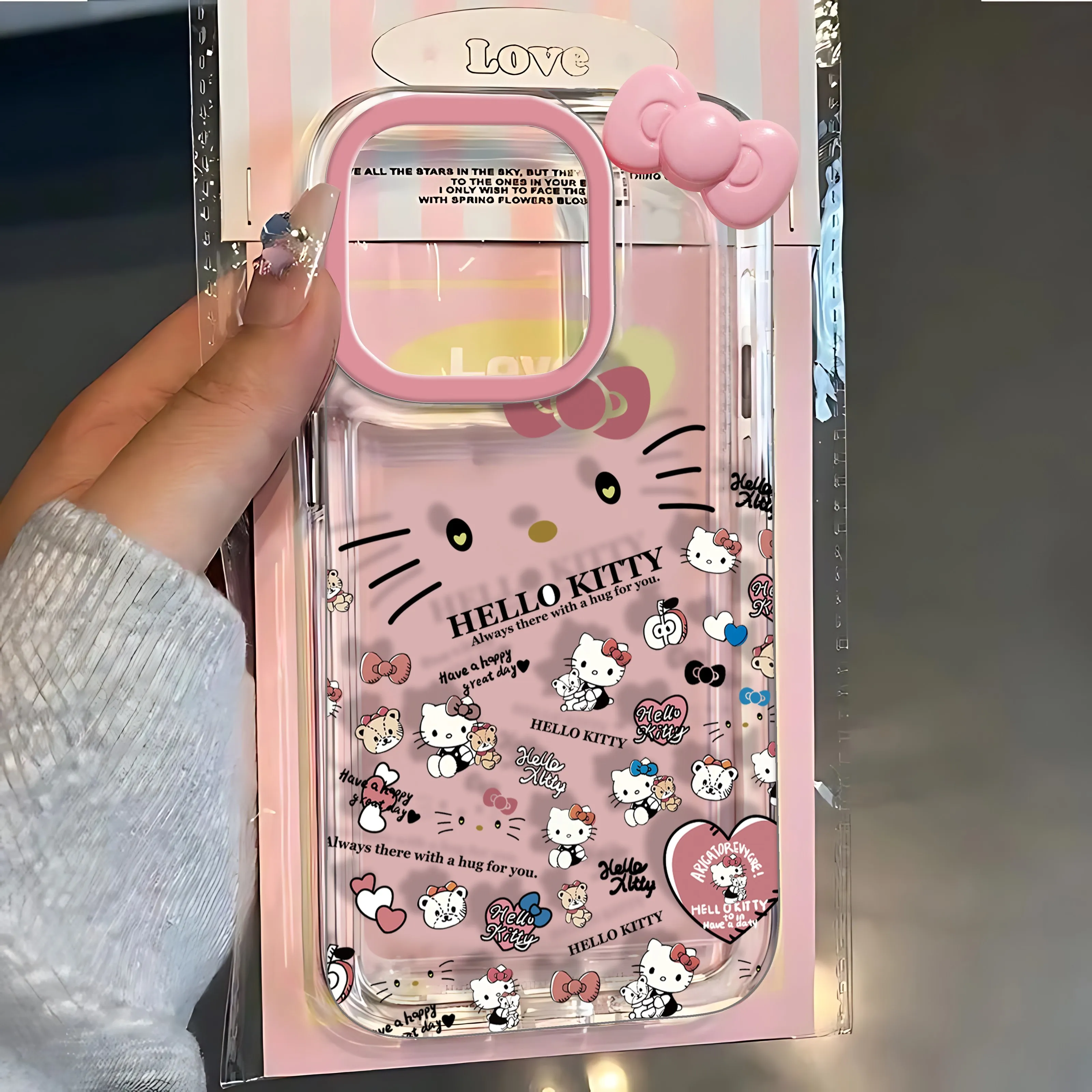 Cute New Hellokitty 3D Bow With Bracelet Phone Case For Oppo A60 A98 A96 A78 A97 A76 A36 A55 A16 A16s A31 A92 4G 5G Back Cover