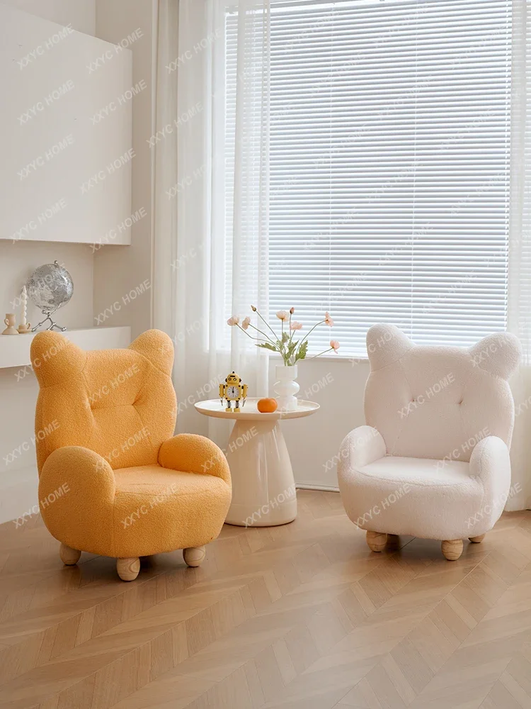 Bear Sofa Chair Cute Single Seat Mini Lazy Small Sofa Sherpa Simple Furniture