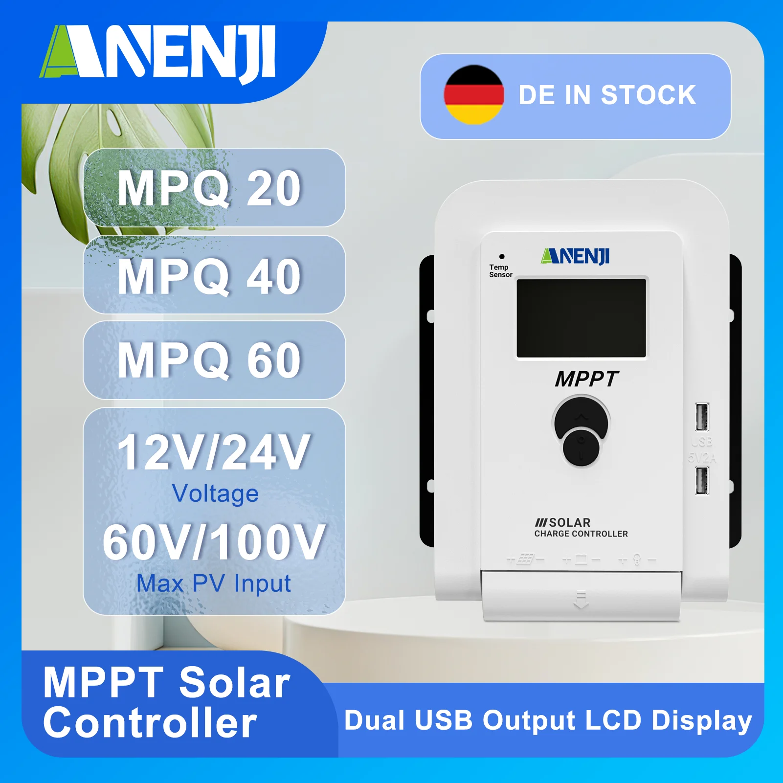 

Solar Charge Controller 20A 40A 60A MPPT Automatic Battery Charge Regulator Controller LCD Dual USB for Solar Panel PV Home Syst
