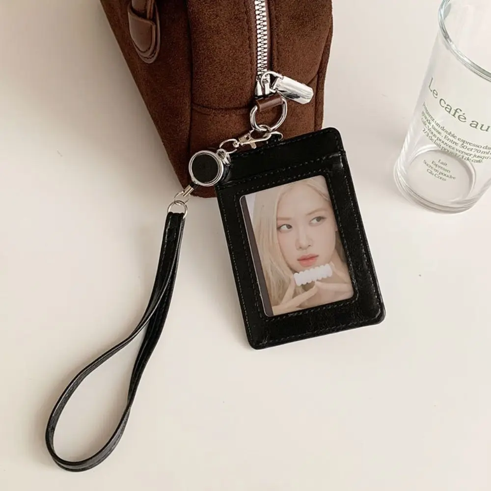 

PU Leather Bow Leather Card Holder Retractable Name Tag Work Card Cover Bowknot Scalable Bus ID Holders Office Student