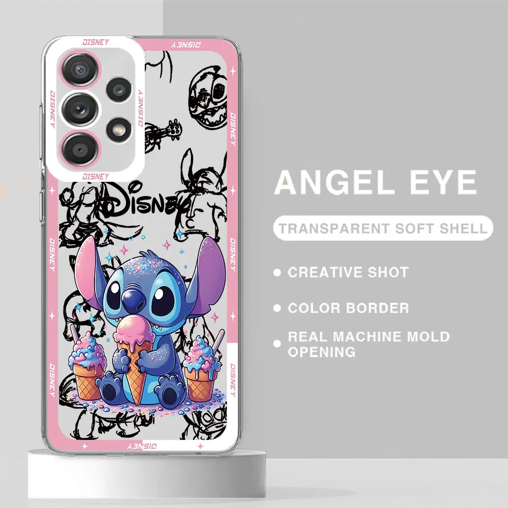 Clear Silicone Phone Case for Samsung Galaxy A24 A23 A73 5G A14 4G A33 A54 A25 A15 A13 A34 Disney Stitch Lovely Capa Cover