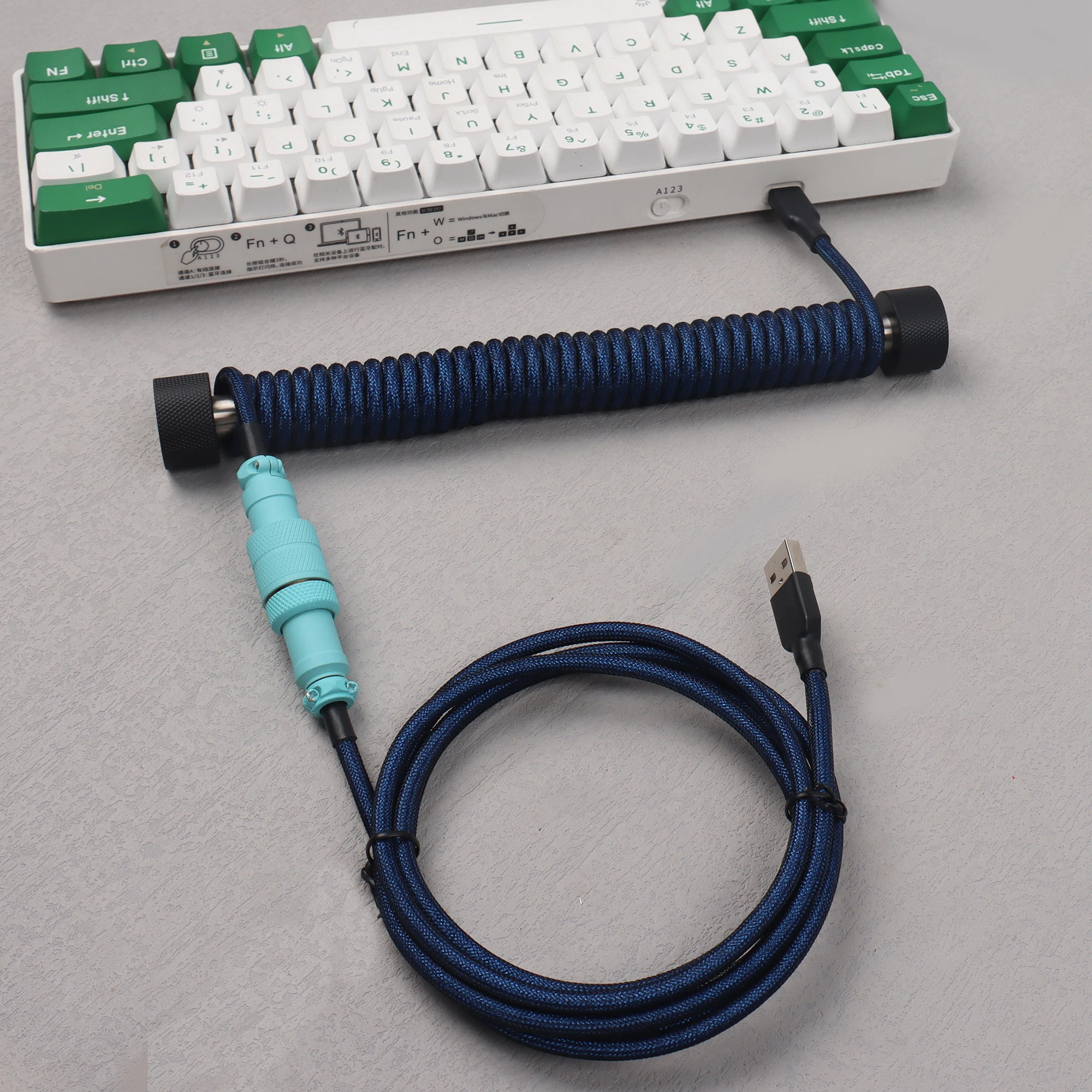 

【LANO】Кабель-спиралька Type-C для механической клавиатуры, синий, с разъемом, подходит для авиационной конфигурации клавиатуры