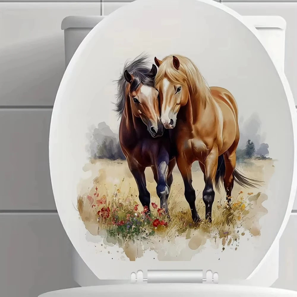 1PC Watercolor Horse Room Decoration Living Room Bedroom Decoration Toilet Stickers Wall Stickers