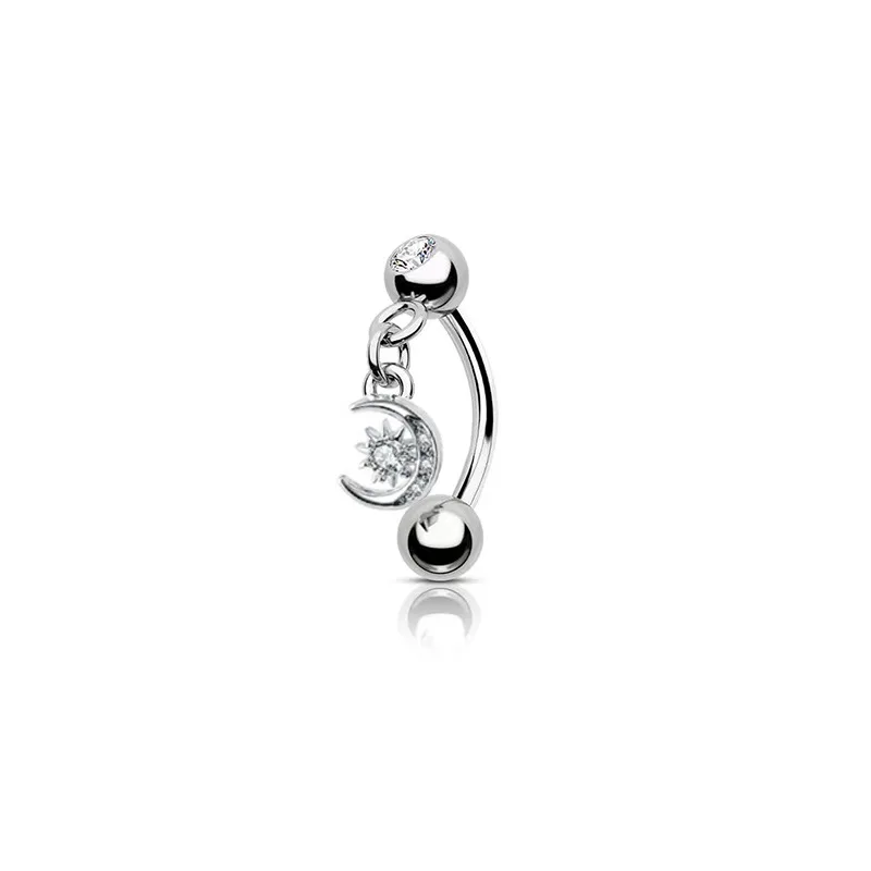 1pc Zircon Eyebrow Piercing Stud Earrings Curved Barbell Belly Banana Ring Snug Daith Helix Cartilage Tragus Conch Body Jewelry
