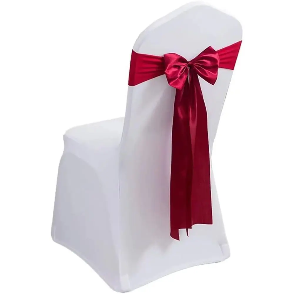 100 Pack Satin Stretch Chair Sashes, Easy-Use No Tie, Ideal for Weddings, Parties, Banquets, and Birthdays