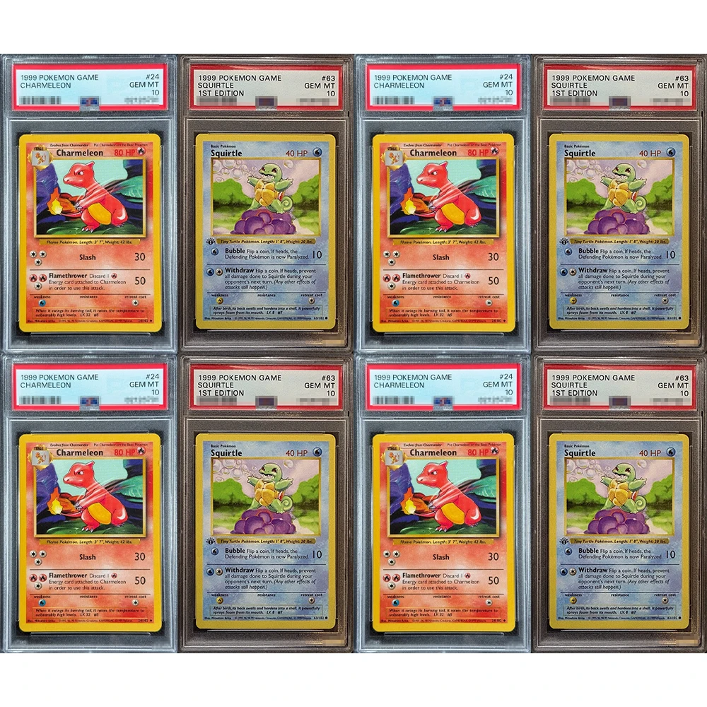 1999 Proxy Ptcg Graded Collection Card Game Charmeleon Squirtle 1St Editon 24/63 Gem Mt10 Holographic Labels Card Gifts Toys