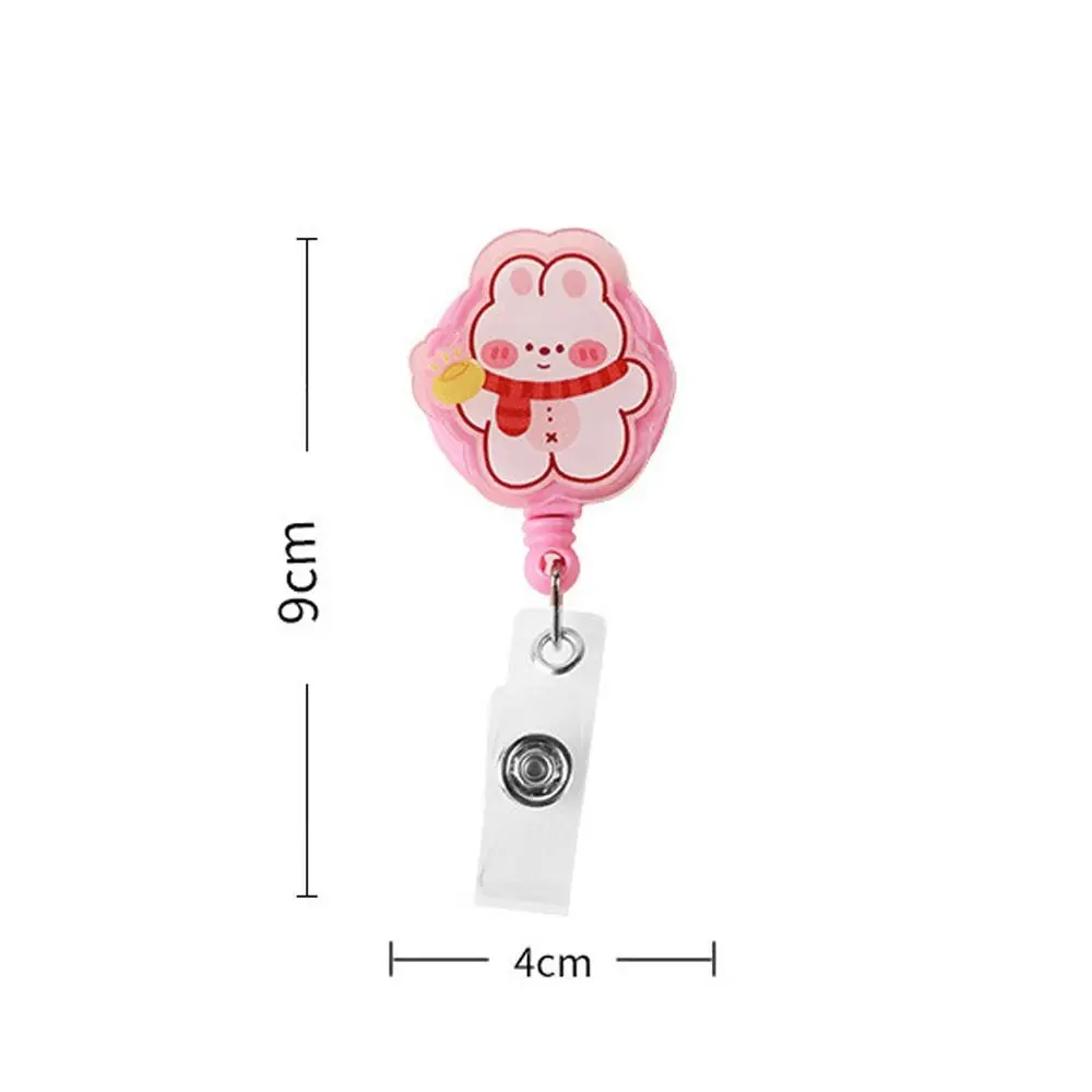 Student Easy To Pull Badge Holder Clips Cute Colors Name Card Retractable Badge Reel Acrylic Cartoon ID Card Holder Work Card