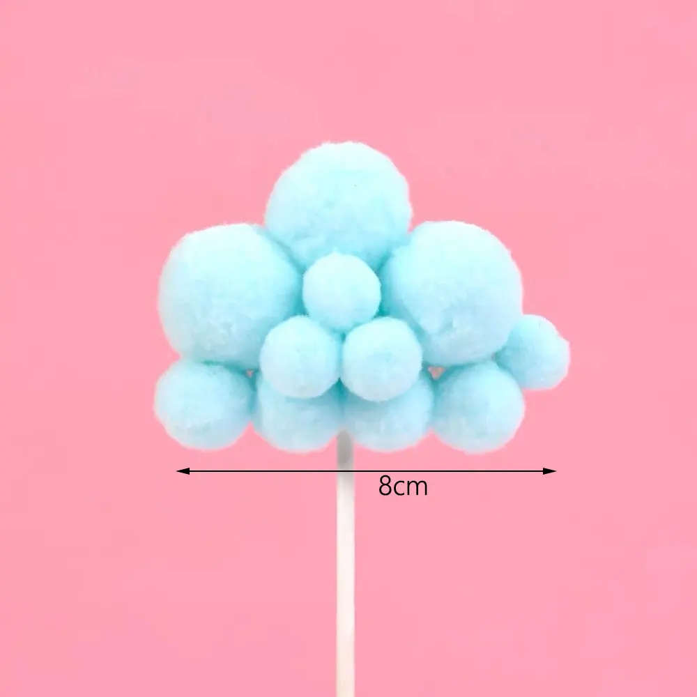 10/20Pcs Cloud Cake Toppers 8cm White Plush Yarn Ball Cloud Cupcake Toppers for Birthday Baby Shower Wedding Cake Decorations – Detail 9