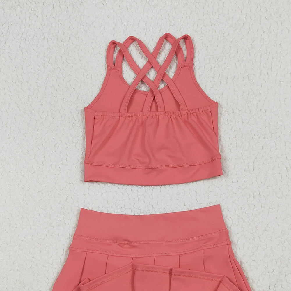 سترة يوجا بحزام الخوخ للفتيات الصغيرات، برتقالية عالية الخصر للأطفال والبنات، ملابس رياضية صيفية