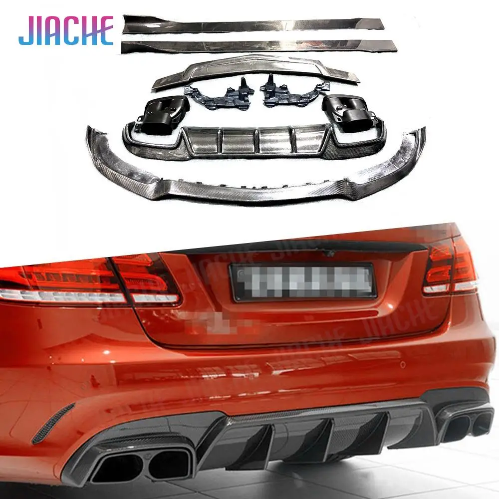 Carbon Fiber Front Bumper lip Rear Diffuser Spoiler Side Skirts for Benz E Class W212 E260 E300 E400 E63 AMG 2014-2016 Body Kits