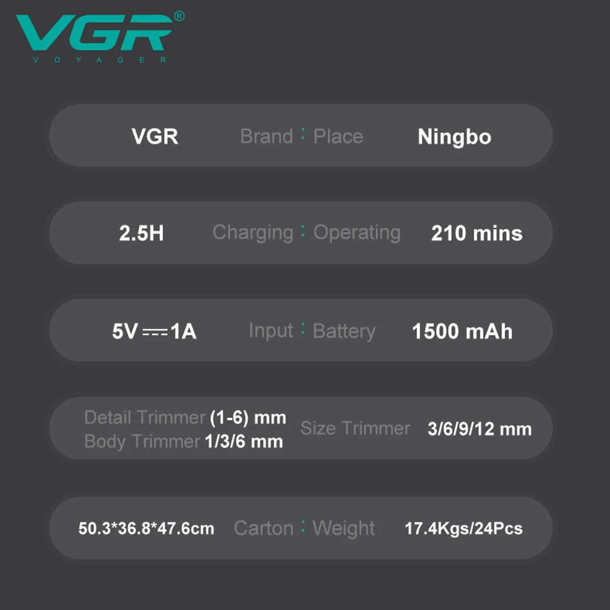 VGR 13 في 1 ماكينة تشذيب الشعر ماكينة حلاقة احترافية متعددة الوظائف ماكينة تشذيب شعر احترافية للرجال V-173