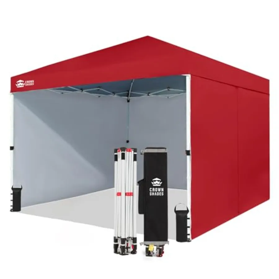 

Коммерческий быстросборный шатер-тент 10x10 футов с центральным замком, ткань 300D, 4 боковых стенки, сумка для хранения, красный цвет