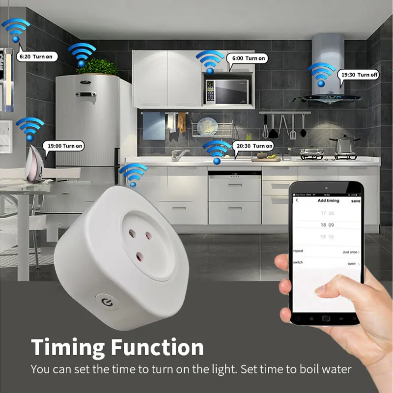 16A Israel Smart Wifi Power Plug Smart Wifi presa Wireless funziona con Alexa Google Home Assistant Tuya SmartLife APP