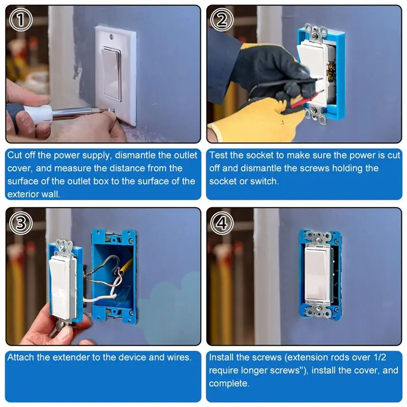 TFTP-5-Pack 1/2Inch Single Gang Receptacle Outlet Box Extenders - Electrical Outlet Extender For Electrical Outlet Switches
