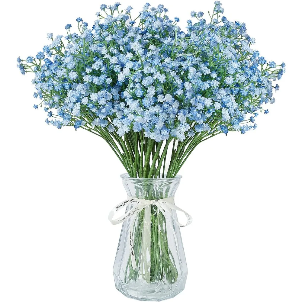 Babys Breath Artificial Flowers,30 Pcs Gypsophila Real Touch Flowers for Wedding Party Home Garden Decoration 16.6inch Blue