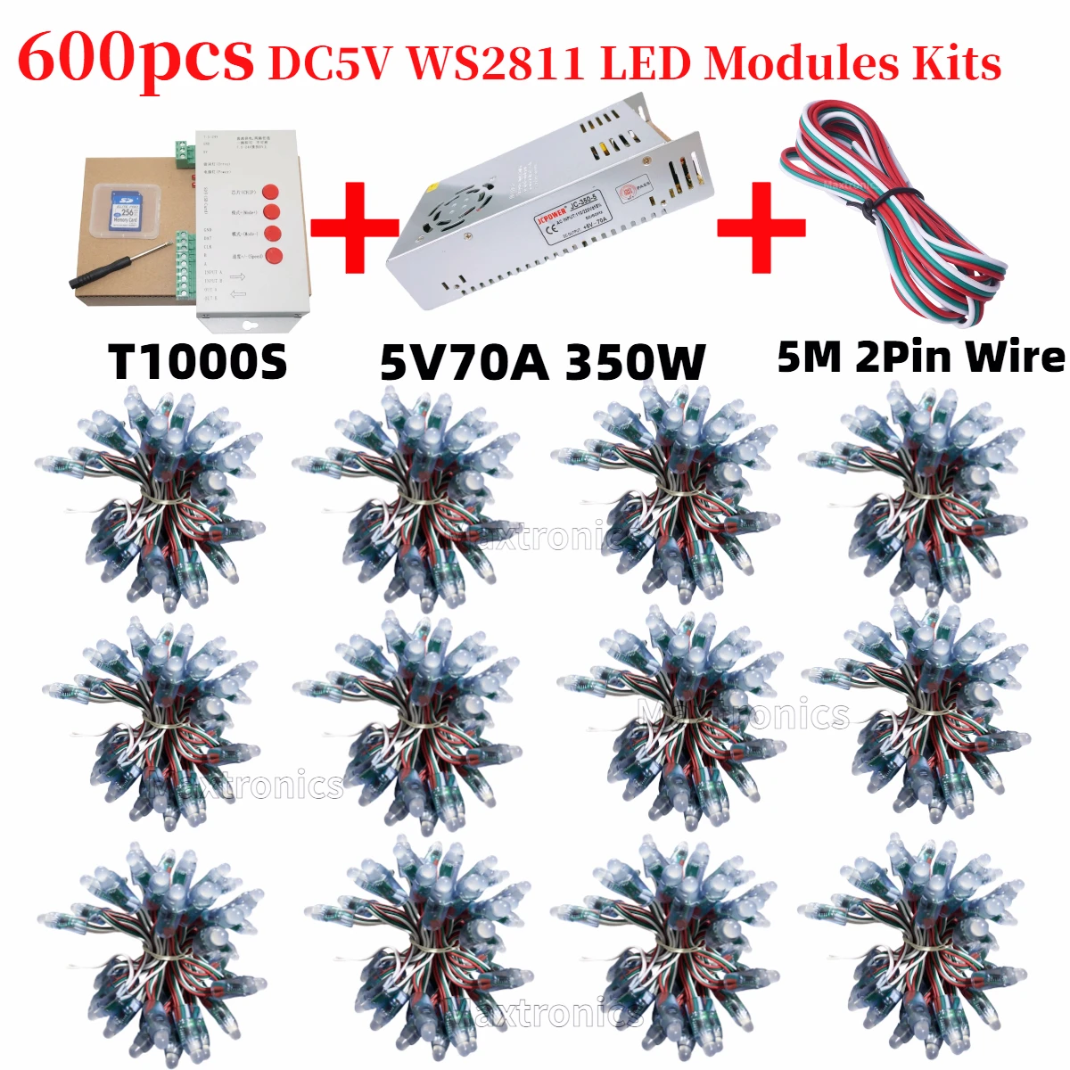 500/600/700pcs DC5V WS2811 Full Color LED Module Light Kits 12mm Waterproof  RGB Color Digital LED Pixel Lamp for Festival Decor