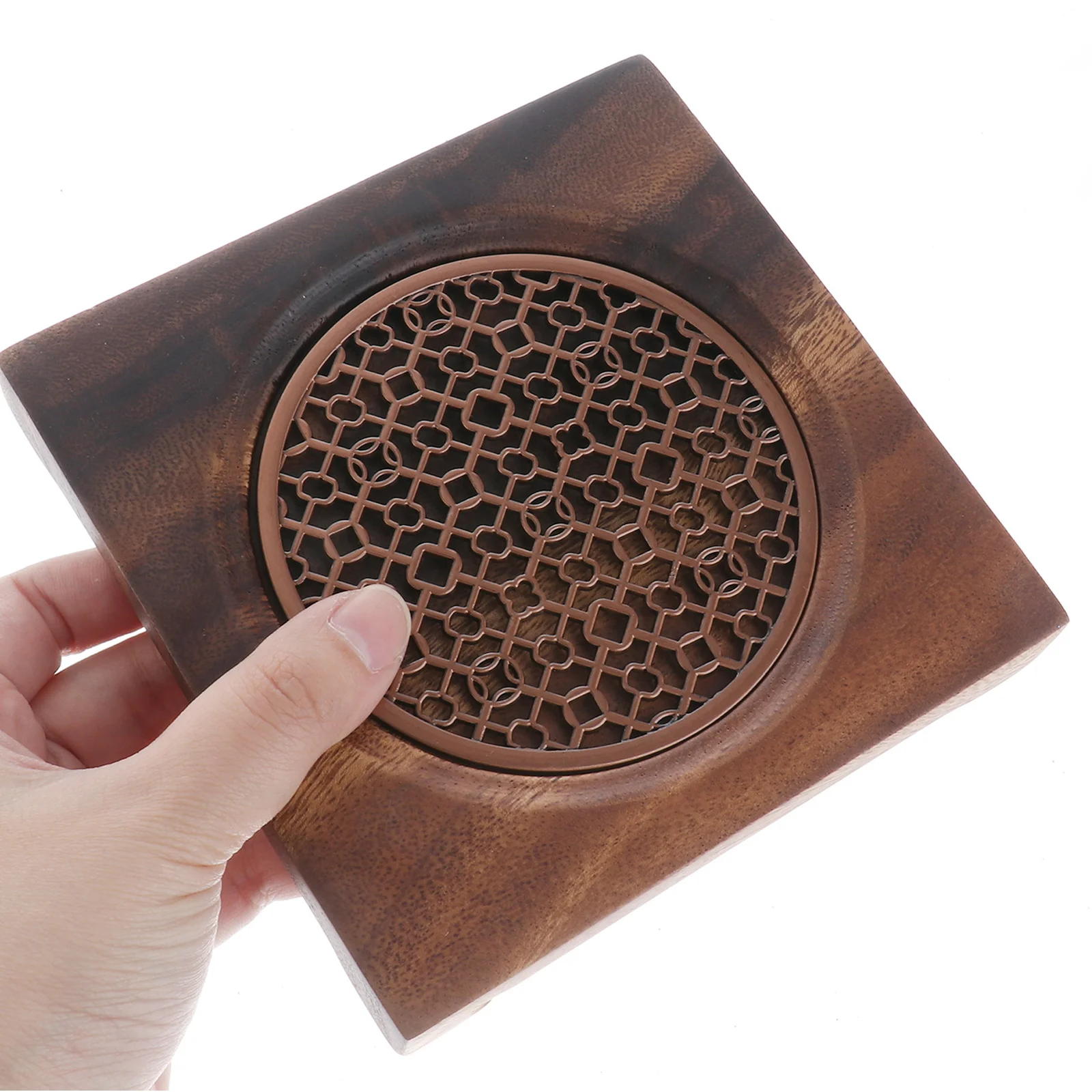 

Wooden Tea Serving Tray Walnut Wood Copper Heat Resistant Coaster Teacup Pad Square Cushion Travel Trivet Protect Table Tea Set