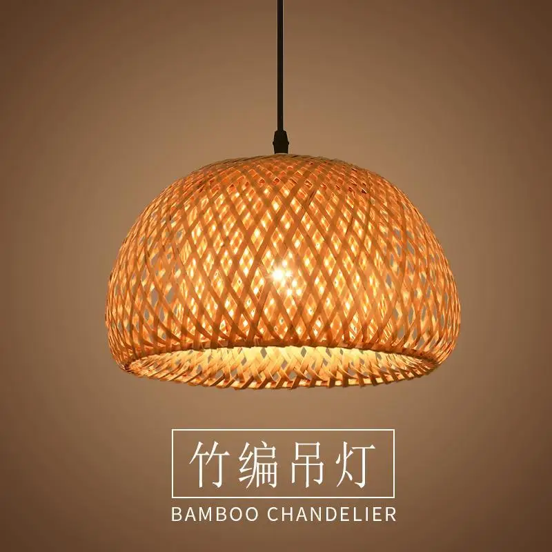 Pastoral Style Lantern Pendant Lights Living Room Exhibition Hall Homestay Hand-Woven Lampshades Natural Bamboo Lamps Chandelier