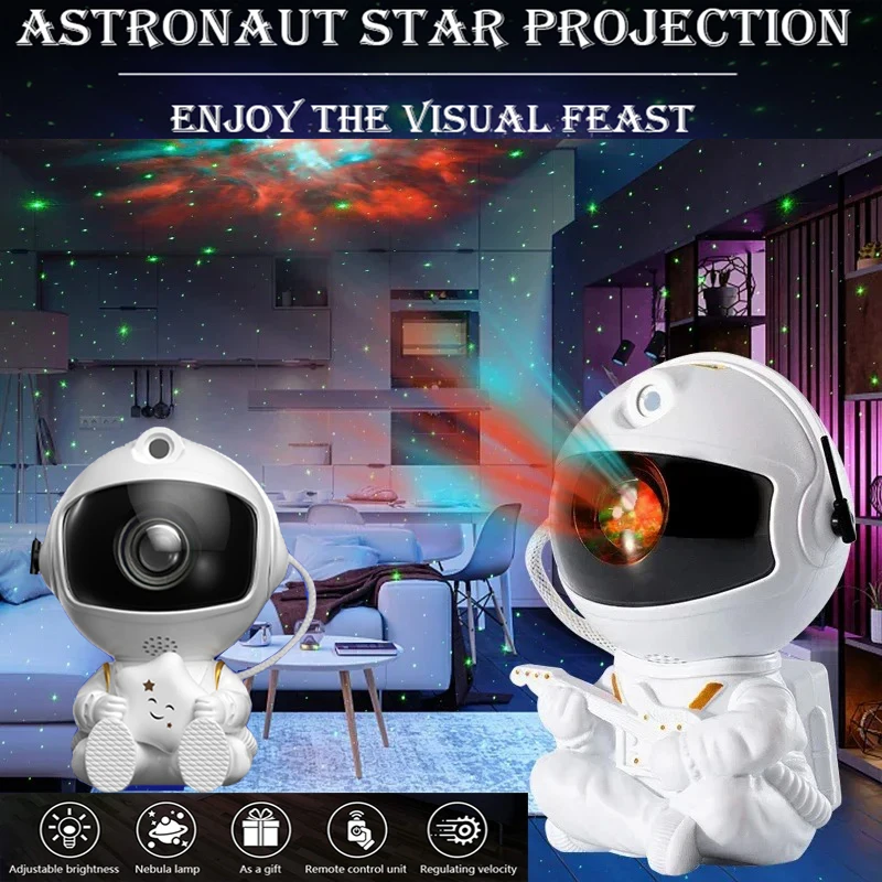 Galaxy Star Astronaut Projector LED Night Light Starry Sky Porjectors Lamp Decoration Bedroom Room Decorative For Children Gifts