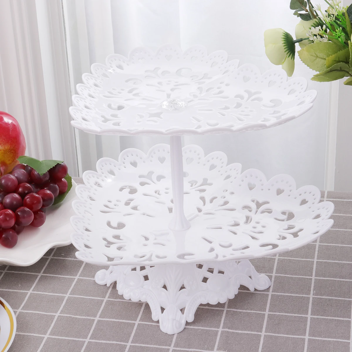 

Double Layer Heart Shaped Dessert Stand White Ideal for Cake Cookies Chocolate Display Bridal Shower Christmas Thanksgiving