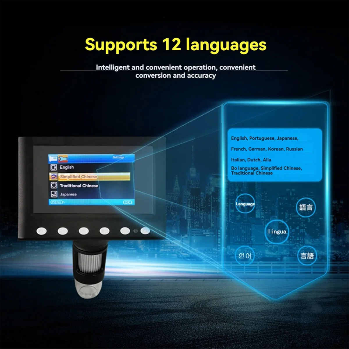 

A77I 4.3 in LCD Digital Microscope 40-1000X Soldering Microscope for Error Coins USB Magnifier Micro Microscope with 8 LED