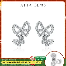 Attagems New Moissanite Earrings Christmas Butterfly Suit Stud Earrings for Women 925 Sterling Silver Sparkling Wedding Jewelry