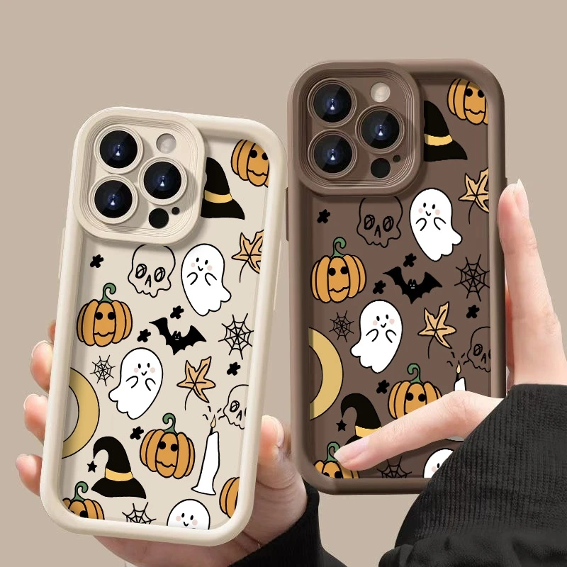 Capa de telefone abóbora fantasma elementos de halloween para realme 14 pro plus 5g 14x 13 12 11 10 9 8i 8 c75 c65 c63 c55 c53 doces tpu capa