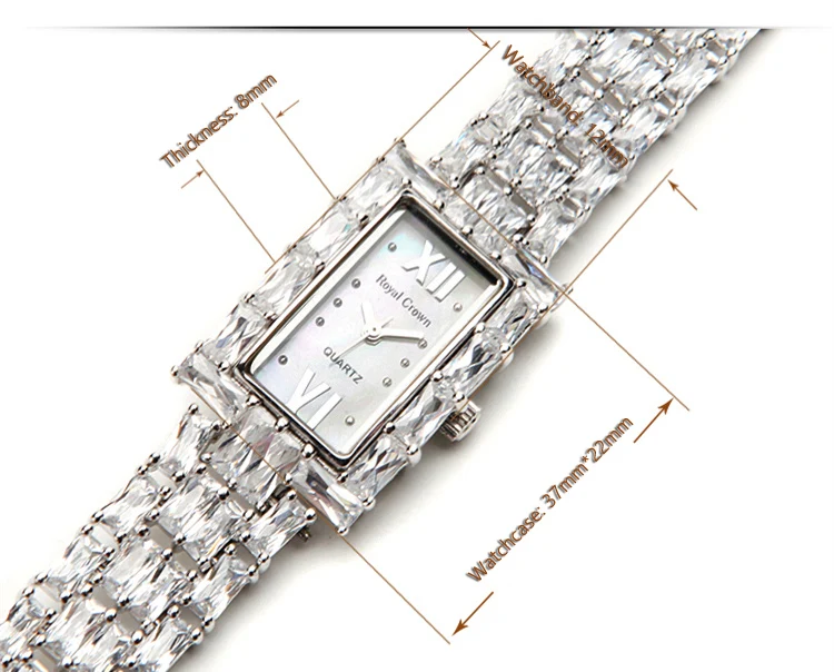 Cubic Zircon Women\'s Watch Royal Crown Hours Clock Fine Fashion Dress Jewelry Twining Long Bracelet Luxury Crystal Girl Gift Box