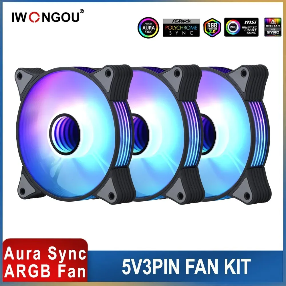 IWONGOU Cooler for PC Case Ar12pro 120mm Fan for Computer Pwm 4Pin Aura Sync Argb Controller Unlimited Space Cooling Ventilador