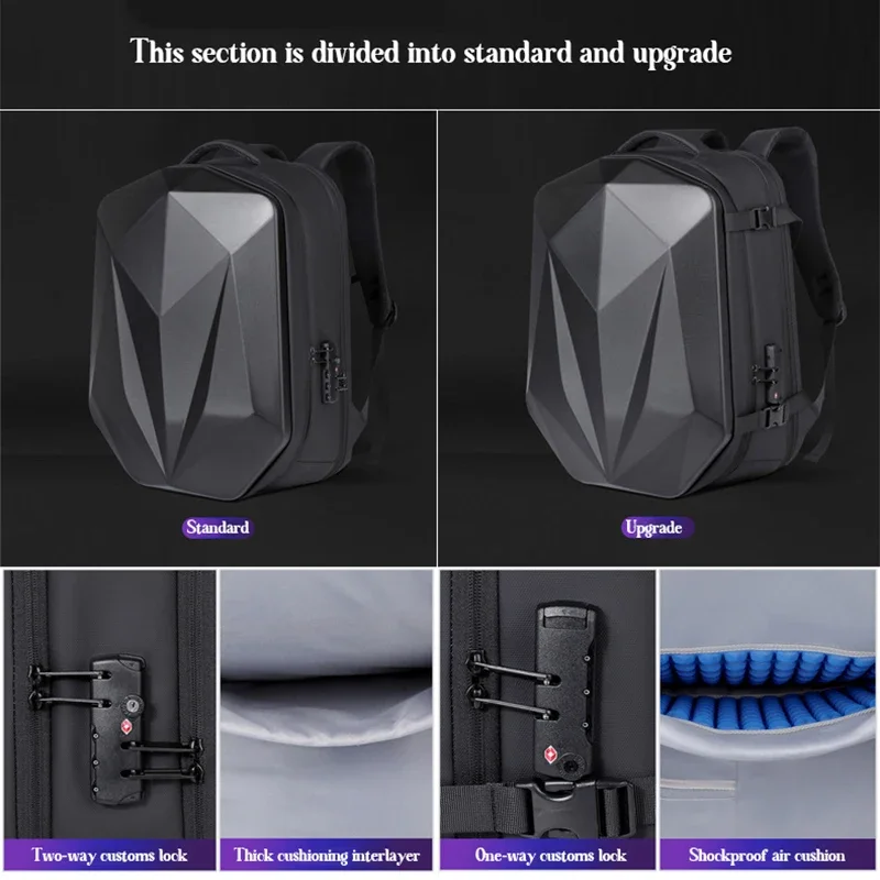 Men\'s 17.3\'\'Laptop Backpack 50 L Large Capacity USB Port Bag Hard Case Gaming Backpack Laser Diamond Commuting Business Backpack