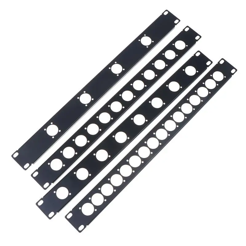 Black 1U Rack Patch Metal Panel 4 8 12 16 Way Channel Flight Case Mount For XLR Connecctor Speaker Jack Audio Cable Plug Socket