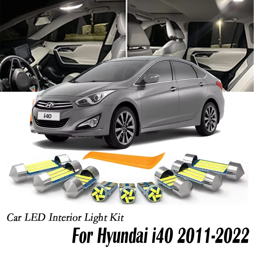12Pcs For Hyundai i40 2011 2012 2013 2014 2015 2016 2017 2018 2019 2020 Canbus Car LED Interior Light Bulb Kit Car Accessories