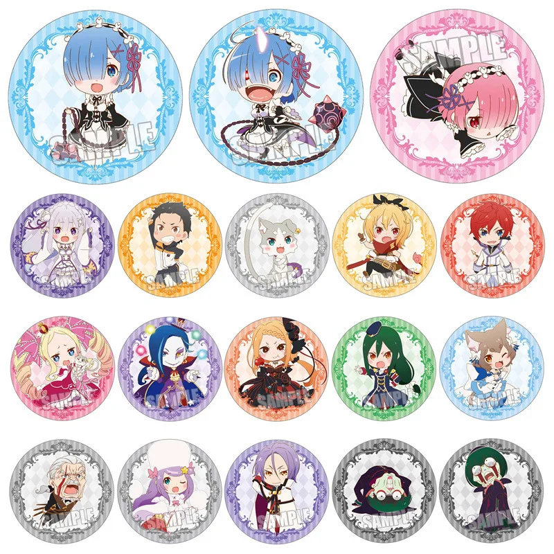 Pin de Anime Re:Zero - Empezando de Cero en Otro Mundo, con Personajes como Rem y Emilia en Versión Q, 18 Estilos Coleccionables, Personajes Adorables