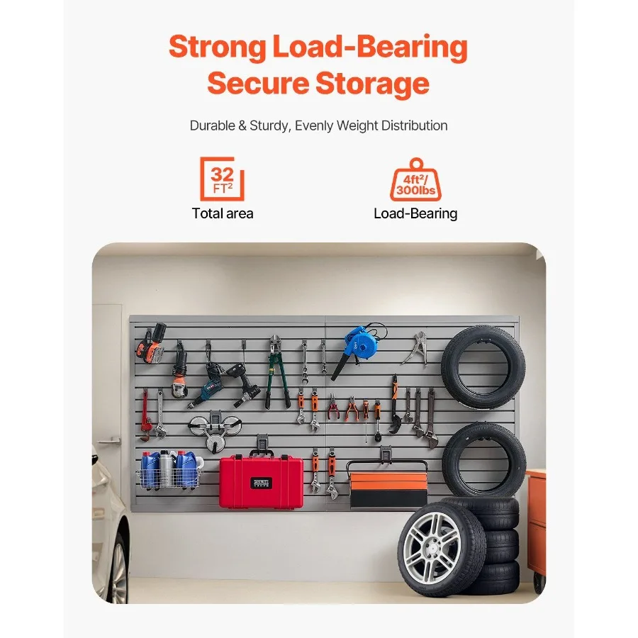 ترقية حديثا الجيل 8 × 4 أقدام شريحة جدار اللوحة PVC رمادي المرآب Slatwall مع تصميم وحدات #2