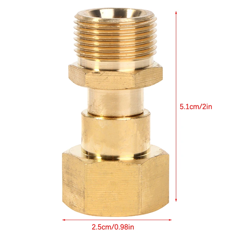 1Pc M22 14mm Brass High Pressure Washer Swivel Joint Connector Hose Fitting Thread 360 Degree Rotation Hose Sprayer Connector.
