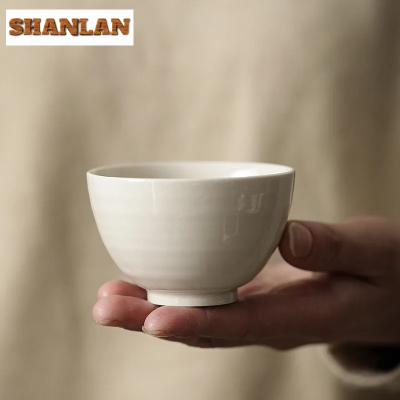 

Plant Ash Handmade Master Cup Vintage Kungfu Tea Cup Sample Tea Bowl Chinese Single Cups Mug Chazhan Tea Ceremony Collections