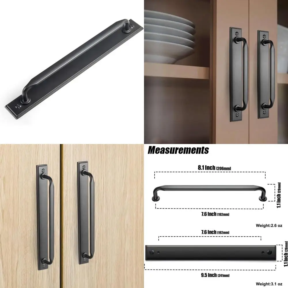 

Ручки шкафа из цинкового сплава с задней панелью — центры отверстий 7,56 дюйма, 192 мм, 2 шт., подходят для шкафов для спальни и кухни