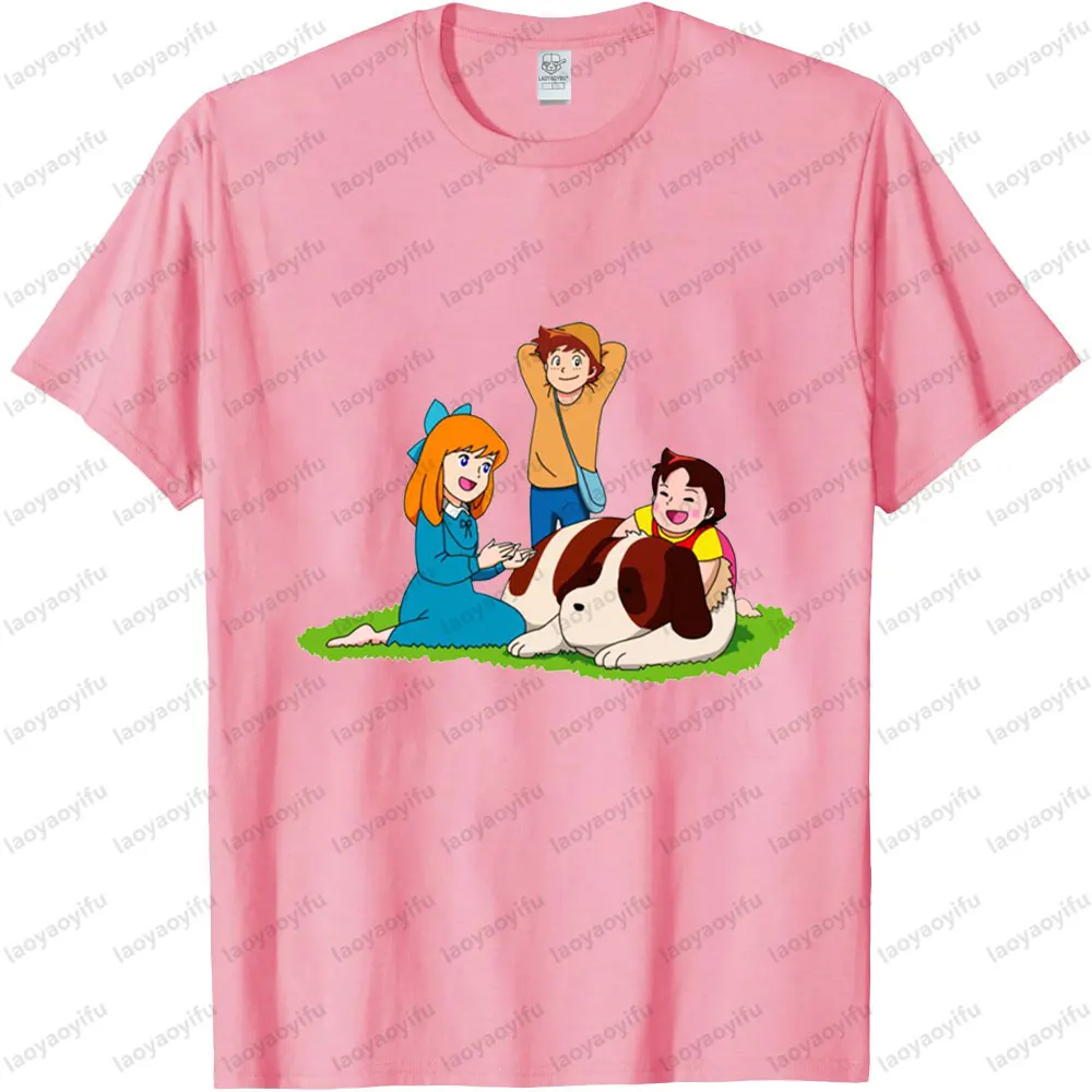 هايدي الفتاة من جبال الألب موضوع تي شيرت لطيف شخصية كرتونية طباعة للجنسين قصيرة الأكمام الرجال النساء الصيف القطن المحملة القمم #5