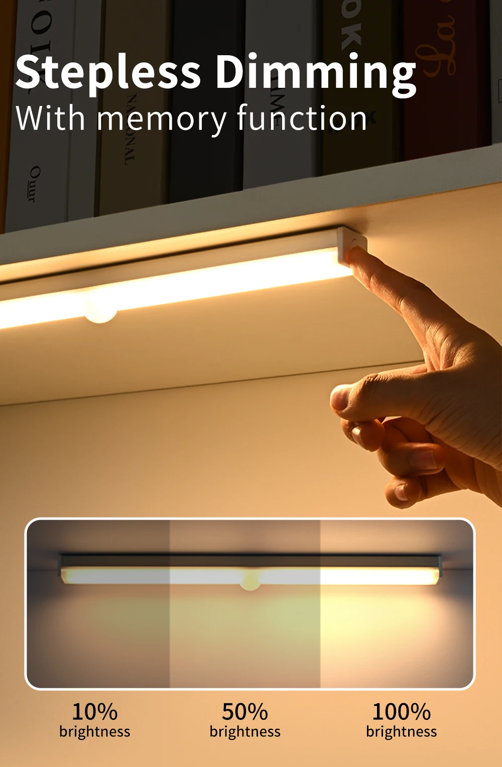 LED Desk Lamp Hanging Magnetic Stepless Dimming LED Night Light USB Rechargeable Bedroom Light Cabinet Closet Reading Night Lamp