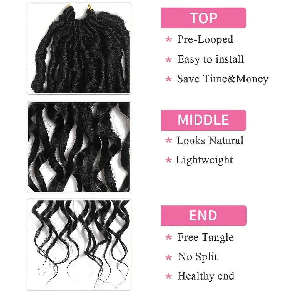 Soft & Curly Faux Locs Crochet Hair - 6pcs, Pre-Looped Goddess Braids for Women, High-Temperature Synthetic Braiding Hair image 4