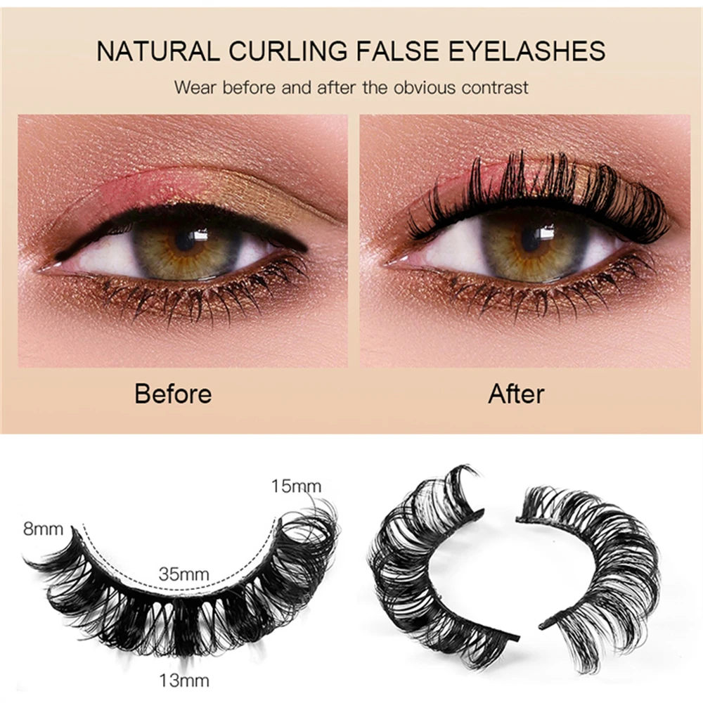 4 pairs/Tray Russian curl multi-layer structure simulation self-adhesive glue-free Full strip eyelashes with customizable