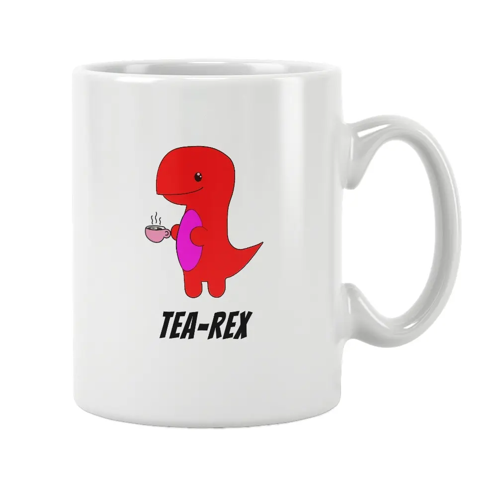 Tea Rex Printed Mug Coffee Cup White Ceramic Cute Parody Funny Birthday Gifts