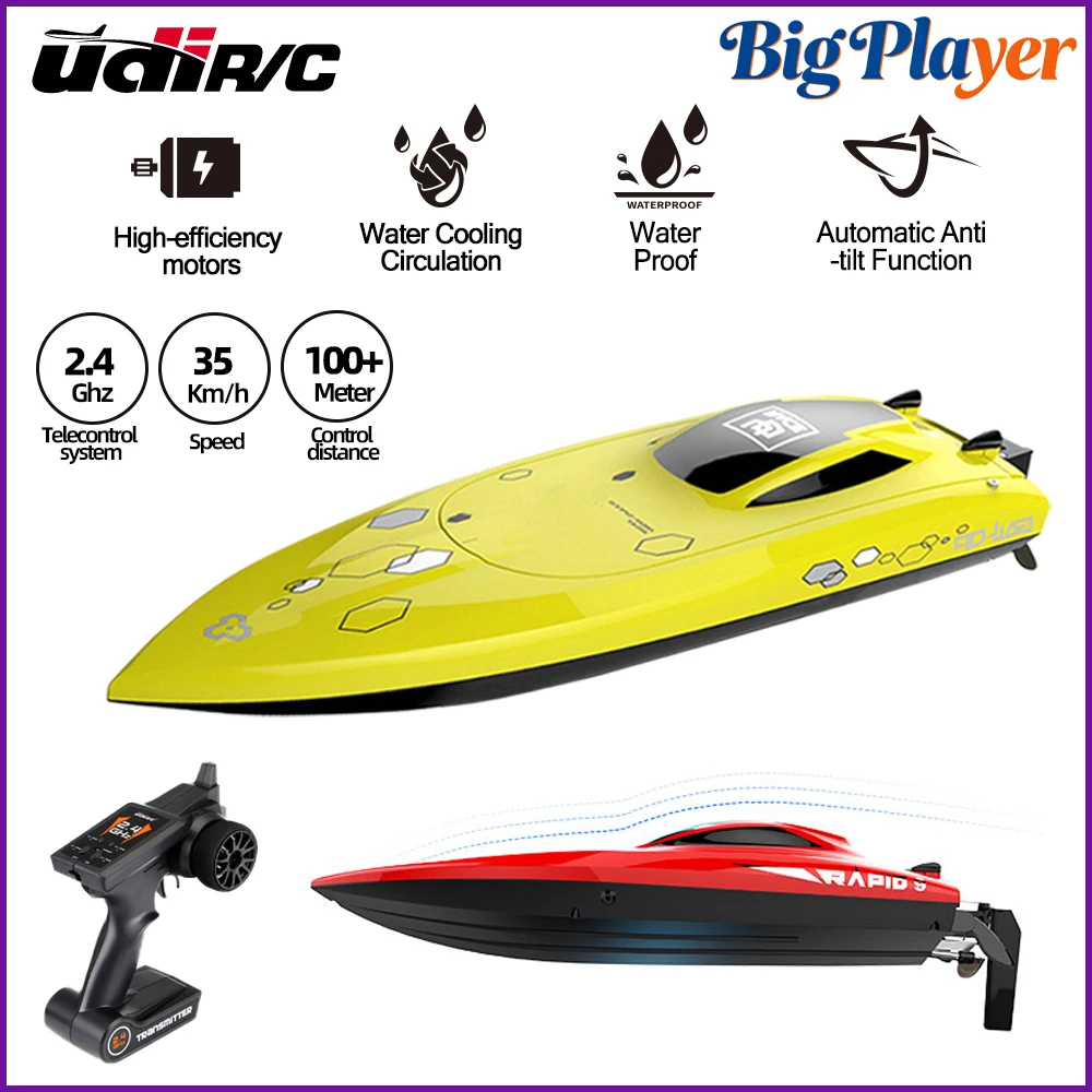 UDiRC UDI008 UDI009 RC Boat 35KM/H High Speed 2.4GHz Remote Control Speedboat Water Toy with Waterproof Toy for Pool Lake