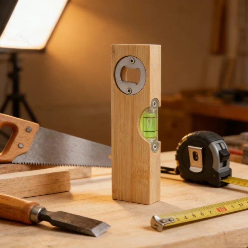 

2 in 1 Level Bottle Opener Dad Tool DIY Bottle Opener Level with Wooden Opening Kitchen Bar Accessories