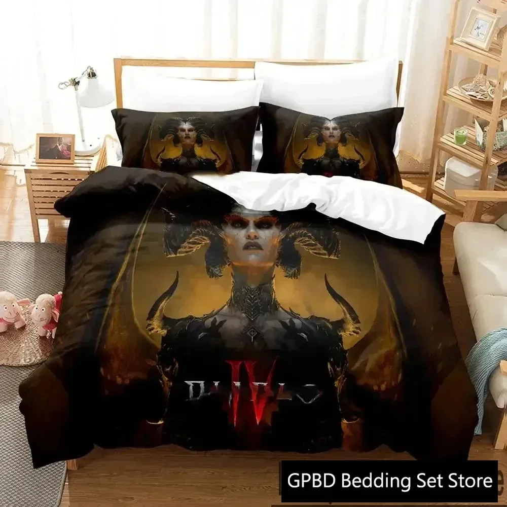 3D Print Diablo IV Game Bedding Set Duvet Cover Bed Set Quilt Cover Pillowcase Comforter king Queen Size Boys Adult Bedding