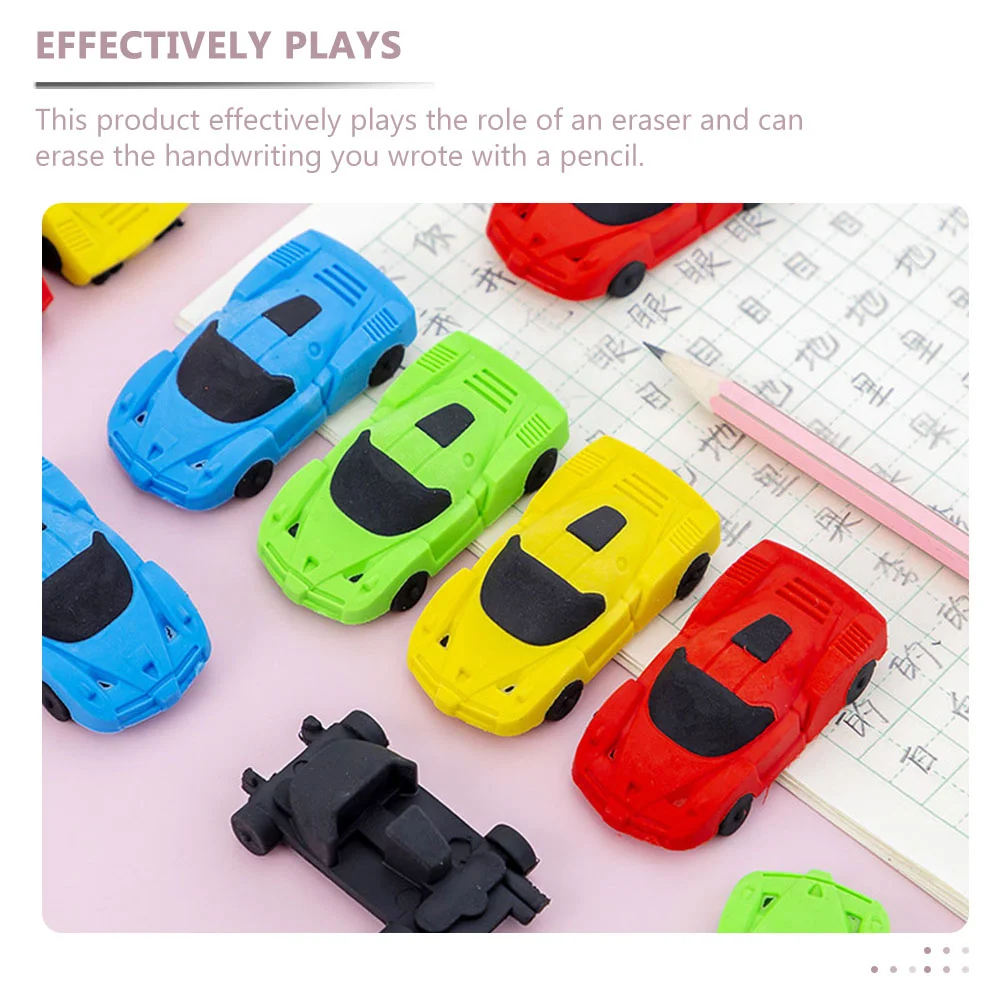 20 Pcs Car Eraser Adorable Car-shaped Erasers Cartoon Kid Cars Kids Gift Lovely Students